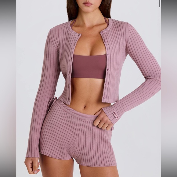 Bo + Tee Sweaters - SET - bo&tee knit mauve shorts & cardigan